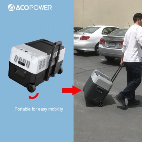 AcoPower X50A Portable Solar Fridge Freezer - Rechargeable with Solar/AC/DC - 52 qt/ 50 L