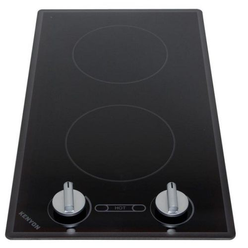 Kenyon Cortez Series 12 in. Radiant Electric Cooktop in Black with 2 Elements Knob Control 240-Volt