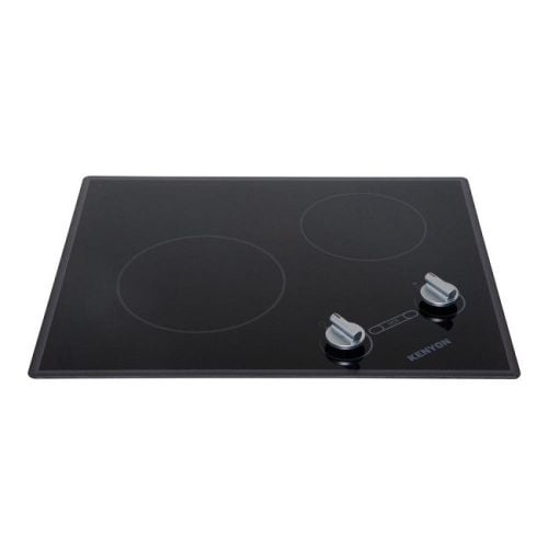 Kenyon Glacier Series 21 in. Radiant Electric Cooktop in Black with Silver Knobs with 2 Elements 240-Volt