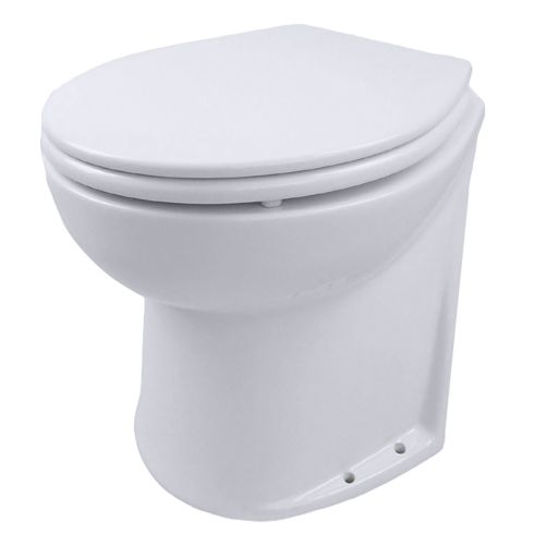 Jabsco Deluxe Flush 14" Slant Back 24V Electric Toilet w/ Intake Pump