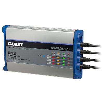 Cargador de Batería a Bordo Guest 15A / 12V - 3 Bancos - Entrada de 120V