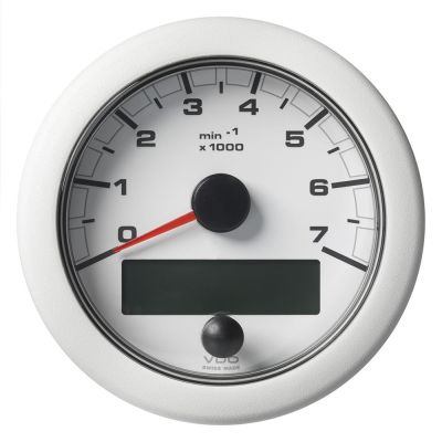 Tacómetro Veratron OceanLink® NMEA 2000® de 3-3/8" (85 mm) - 7000 RPM - Esfera y Bisel Blancos