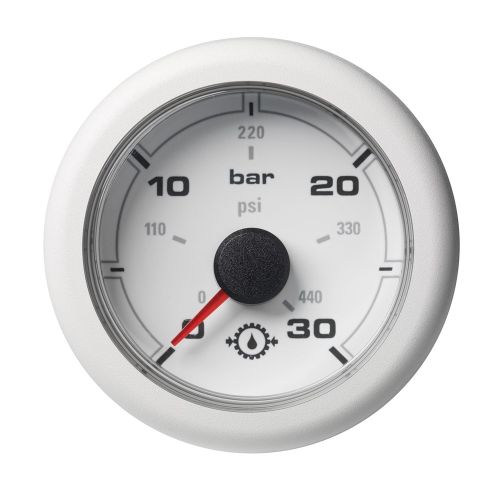 Veratron Medidor de Presión de Aceite de Transmisión OceanLink de 52 mm (2-1/16") - 30 bar/440 PSI - Esfera y Bisel Blancos