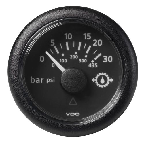 Veratron Medidor de Presión de Aceite ViewLine de 2-1/16" (52 mm) - 30 bar - 0 a 5 V - Esfera y Bisel Negros