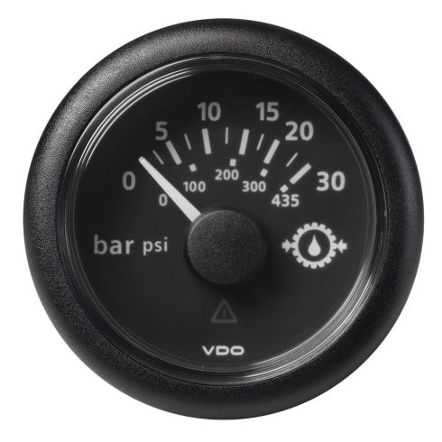 Veratron 2-1/16" (52MM) ViewLine Oil Pressure Gauge - 30 Bar - 0 to 5V - Black Dial & Bezel | A2C1278250001
