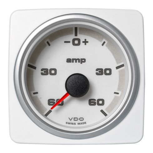 Veratron Medidor de Amperímetro AcquaLink de 52 mm (2-1/16") -60/+60 AMP - Esfera y Bisel Blancos