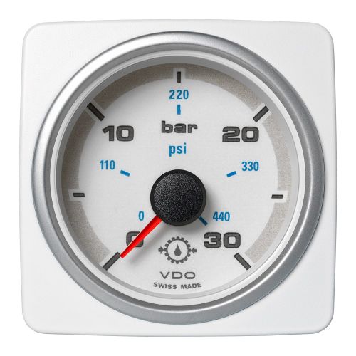 Veratron Medidor de Presión de Aceite de Transmisión AcquaLink de 52 mm (2-1/16") 30 bar/440 PSI - Esfera y Bisel Blancos
