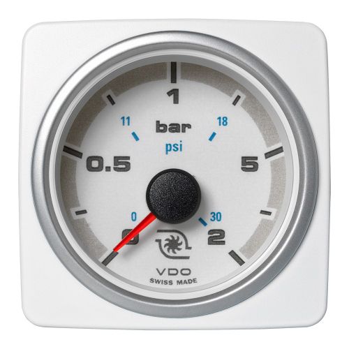 Veratron Medidor de Presión de Refuerzo AcquaLink de 52 mm (2-1/16"), 2 bar/30 PSI, Esfera y Bisel Blancos