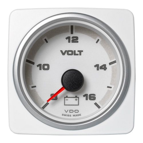 Veratron 52 MM (2-1/16") AcquaLink Voltmeter Gauge 8-16V Range - White Dial & Bezel | A2C1338740001