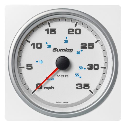 Veratron 4-3/8" (110mm) AcquaLink&reg; Speed Through Water 35 MPH/60 KMH - 12/24V - White Dial & Bezel | A2C1338840001