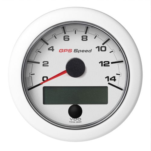 Veratron 3-3/8" (85mm) OceanLink® GPS Speedometer (0-14 KN/MPH/KMH) White Dial & Bezel