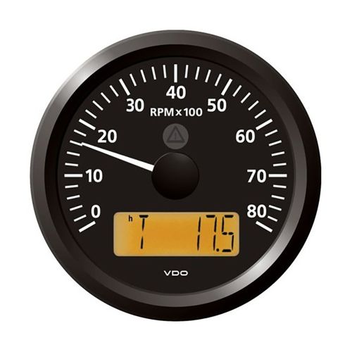 Tacómetro Veratron ViewLine de 3-3/8" (85 mm) - 0 a 8000 RPM - 8 a 32 V - Esfera Negra y Bisel Triangular