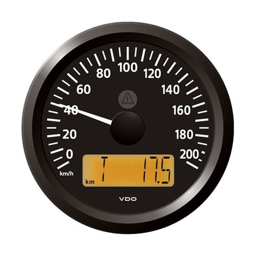 Veratron 3-3/8" (85 mm) ViewLine Speedometer - 0 to 200 KMH - 12/24V - Black Dial & Triangular Bezel