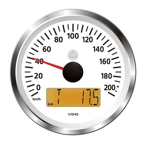 Veratron 3-3/8" (85mm) ViewLine Speedometer - 0 to 200 KMH - 12/24V - White Dial & Triangular Bezel