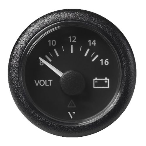 Voltímetro Veratron ViewLine de 52 mm (2-1/16") - 8 a 16 V - Esfera y Bisel Negros