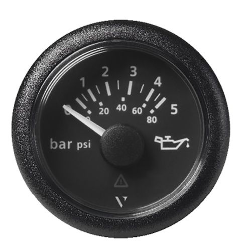 Veratron 52 Mm 2 116 Viewline Oil Pressure Gauge 5 Bar80 Psi Black Dial And Round Bezel 