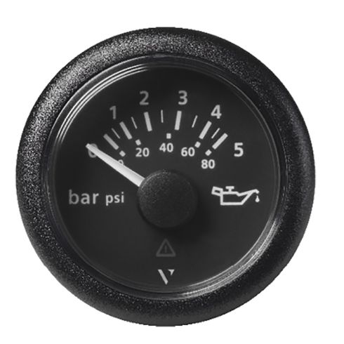 Veratron 52 MM (2-1/16") ViewLine Oil Pressure Gauge 5 Bar/80 PSI - Black Dial & Round Bezel | A2C59514123