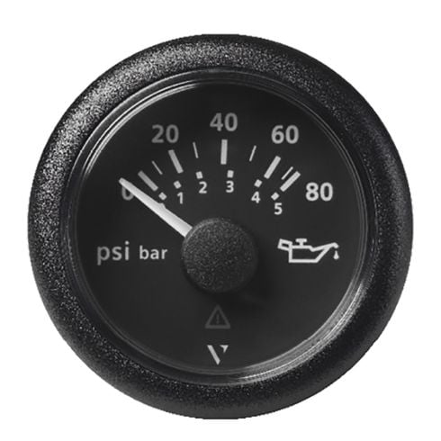 Veratron 52MM (2-1/16") ViewLine Oil Pressure Gauge 80 PSI/5 Bar - Black Dial & Round Bezel | A2C59514128