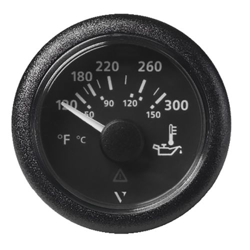 Veratron 52MM (2-1/16") ViewLine Oil Temperature Gauge 120-300&deg;F - Black Dial & Bezel | A2C59514165
