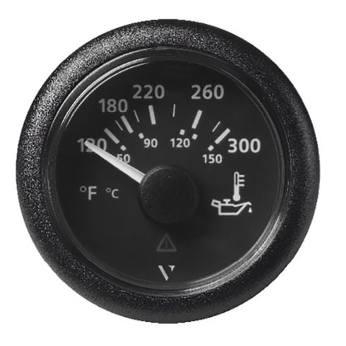 Indicador de Temperatura de Aceite Veratron ViewLine de 52 mm (2-1/16"), 120-300 °F, Esfera y Bisel Negros