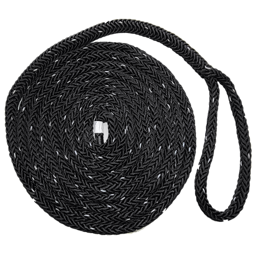 3/4 Inch x 35 Ft Black Double Braid Nylon Mooring and Docking Line for Boats
