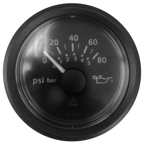 Indicador de Presión de Aceite Veratron ViewLine de 52 mm (2-1/16") - 0 a 80 PSI - Esfera y Bisel Negros