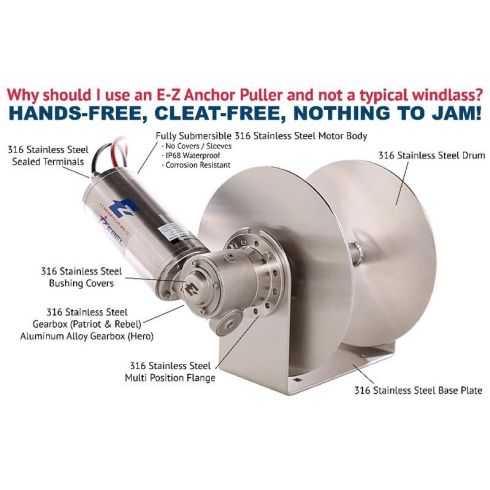 Rebel EZ-4 - Stainless Steel Free Fall Drum Anchor Winch For Boats To 35'