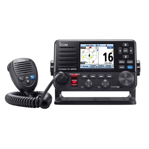Radio VHF Icom M510 con Funcionamiento Inalámbrico de Dispositivo Inteligente - Negro
