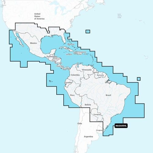 Carta Navionics+ NASA004L - México, Caribe a Brasil