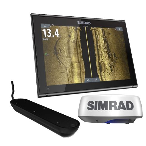 Simrad GO9 XSE Chartplotter Radar Bundle HALO20+ & Active Imaging 3-in-1 Transom Mount Transducer & C-MAP Discover Chart | 000-1