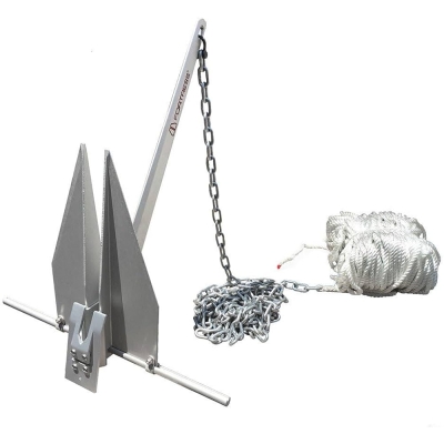 Pack de Ancla Fortress FX-11 - 7 lb / 3 kg - Incluye Ancla, Cuerda y Cadena - Para Barcos de 28 a 31' (8.5 a 9.4 m)