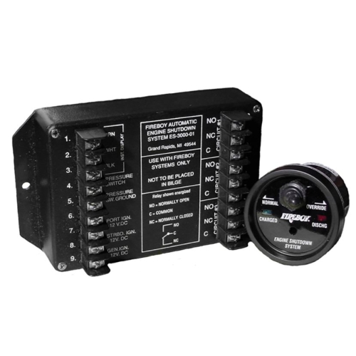 Fireboy ES-5000-01 - Apagado de Motor Xintex - 5 Circuitos con Relés de 20 A - Pantalla Redonda