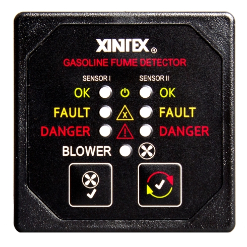 Fireboy G-2BB-R Detector de Humos de Gasolina Xintex con Control de Soplador y Canal Doble, 12/24 V Fireboy G-2BB-R Detector de Humos de Gasolina Xintex con Control de Soplador y Canal Doble, 12/24 V