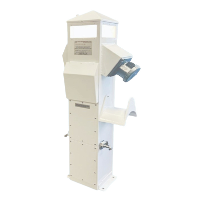 Pedestal de energía de 41″ con 1 receptáculo de 100A, 1 de 50A, 1 de 30A, 1 de 20A, 2 grifos, soporte para manguera y luz LED
