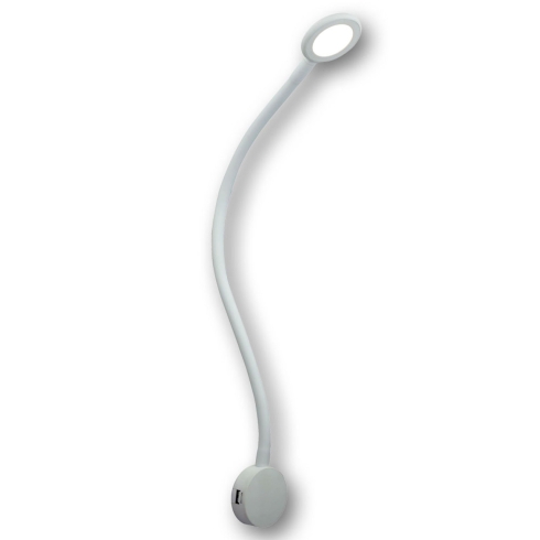 Mega LED - Volos White 24V DC LED Reading Light - 2.1 Watt, Dual USB Port, Flexible Goosneck Mega LED - Volos White 24V DC LED Reading Light - 2.1 Watt, Dual USB Port, Flexible Goosneck