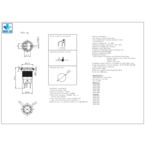Mega LED - 19MM Push Button - IP67, 5A, Stainless Steel Mega LED - 19MM Push Button - IP67, 5A, Stainless Steel