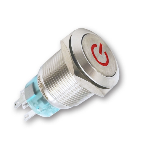 Mega LED - 16MM Latching Switch - Waterproof IP67, Stainless Steel, Illuminated Mega LED - 16MM Latching Switch - Waterproof IP67, Stainless Steel, Illuminated