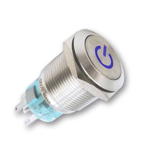 Mega LED - 16MM Latching Switch - Waterproof IP67, Stainless Steel, Illuminated Mega LED - 16MM Latching Switch - Waterproof IP67, Stainless Steel, Illuminated