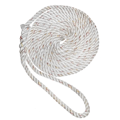 5/8" x 15' WHITE - New England Ropes - Premium 3-Strand Dock Line w/ Tracer