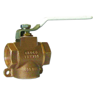 GROCO 3/4\" NPT Bronze 3-Way Valve TWV-750