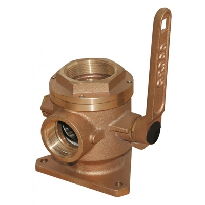 GROCO 4\" Bronze Flanged Seacock &amp; Adaptor w/3\" NPT Side Port SBV-4000-P