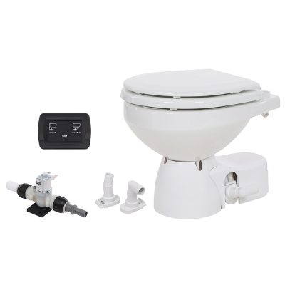 Inodoro de Agua Dulce Jabsco Quiet Flush E2 con Taza Compacta - 12V - Tapa de Cierre Suave
