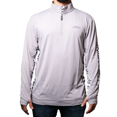 Grey Marine Quarter-Zip Performance Shirt – UPF Sun Protection Fishing Appareal