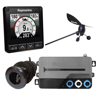 Paquete de Sistema Raymarine i70s con Instrumento de Viento a Color, Transductores DST, iTC-5 y Backbone STng
