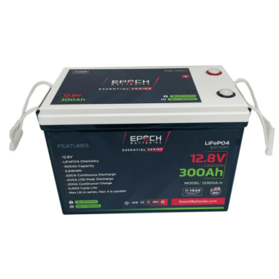 Epoch 12V 300Ah Marine Lithium Battery – Essential Series Heated & Bluetooth LiFePO4 Deep Cycle