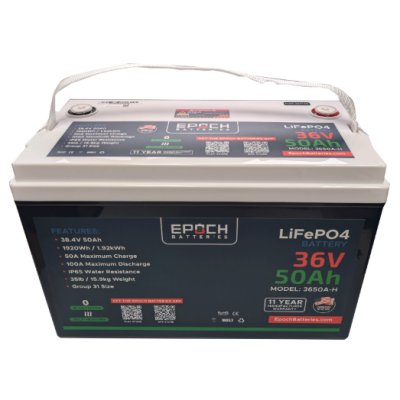 Epoch 36V 50Ah Marine Lithium Battery – Essential Series Heated & Bluetooth LiFePO4 Deep Cycle
