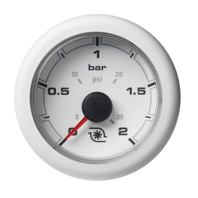 Manómetro de Presión de Sobrealimentación OceanLink Veratron de 52MM (2-1/16\") - 2 Bar/30PSI - Bisel de Esfera Blanco