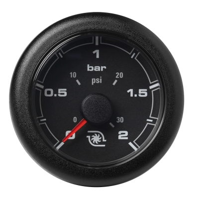 Manómetro de Presión de Sobrealimentación OceanLink Veratron de 52MM (2-1/16\") - 2 Bar/30 PSI - Bisel de Esfera Negro