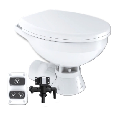 Commodore Quiet Flush Electric Toilet - Rear Macerator w/Solenoid Valve - Regular Size CM3RMT