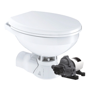 Commodore Quiet Flush Electric Toilet - Rear Macerator - Raw Water Pump - Regular Size CM4RMT